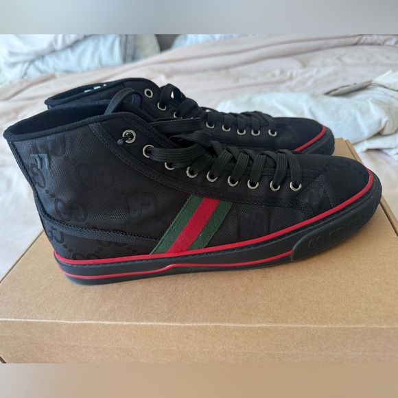 Gucci | Mens Off the grid High Tops Black and Red Tennis 1977 Sneakers - Picture 3 of 10
